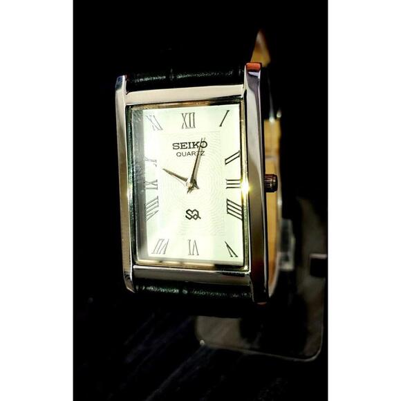 RARE NOS Seiko Men Tank Gorgeous White Dial Dress Watch - Picture 3 of 6